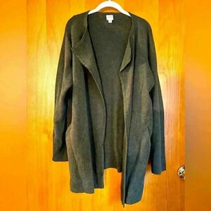 JCrew Factory Collarless sweater-blazer- Size XL Hunter Green